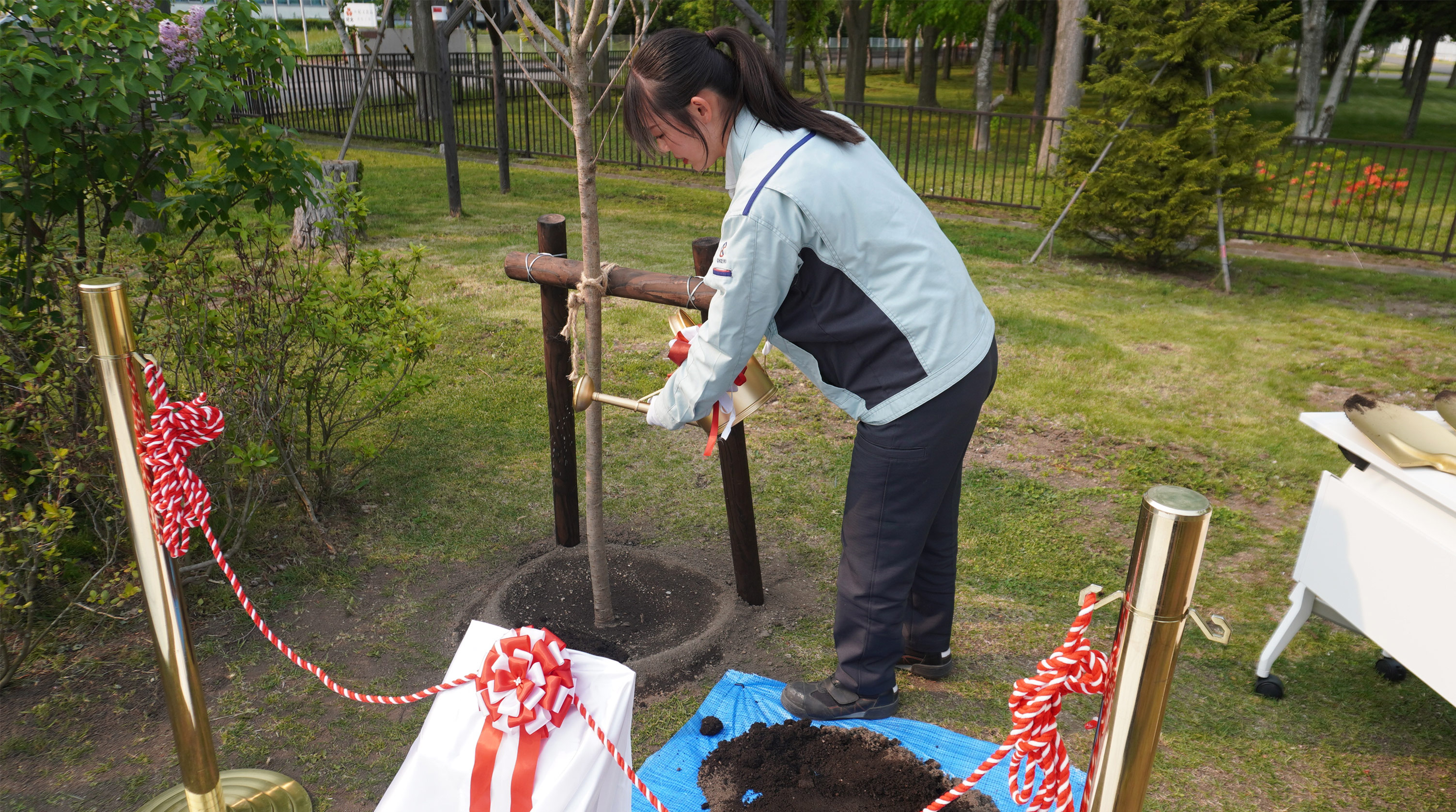 恵庭総合技術センター植樹の様子