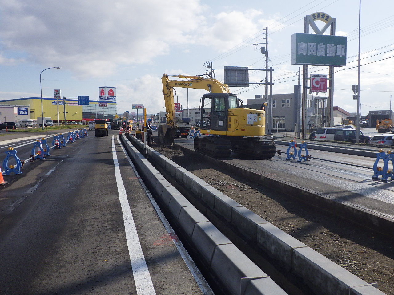 一般国道12号岩見沢市大和交差点舗装工事